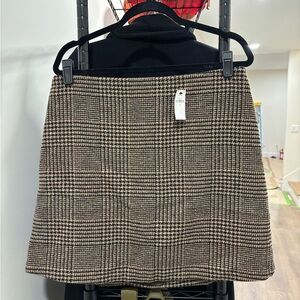 Plaid A-Line Mini Skirt in Brown Check